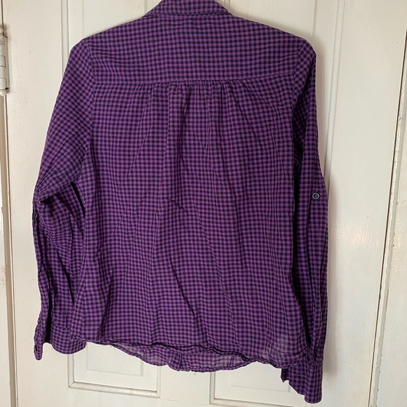H&M cotton purple plaid button up - Picture 2 of 5